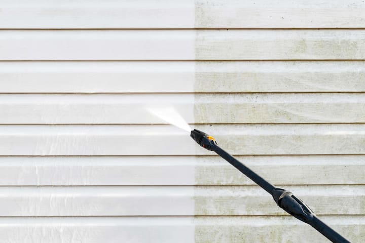 Residential exterior power washing in Acworth, GA: Before and after transformation.